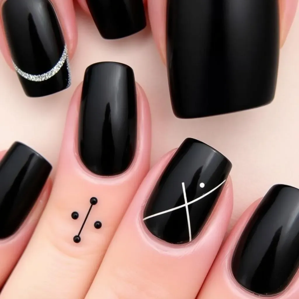 Adding Flair: Easy Black Nail Designs with Simple Accents