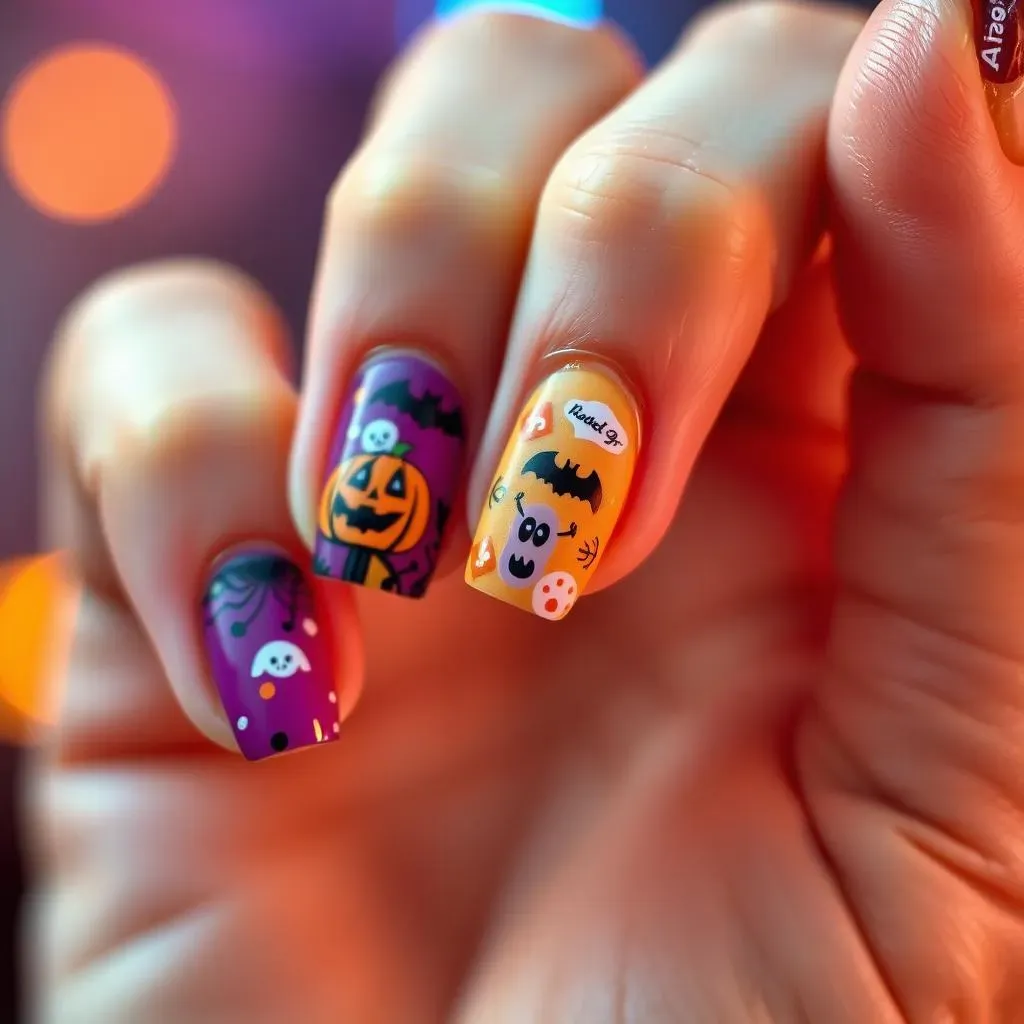 Adorable Halloween Nail Art Ideas Using Stickers and Decals