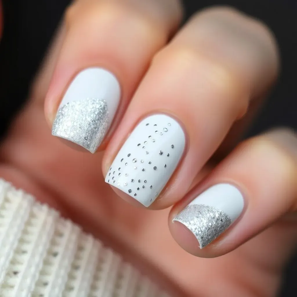 Classic & Simple Glitter White Nail Designs