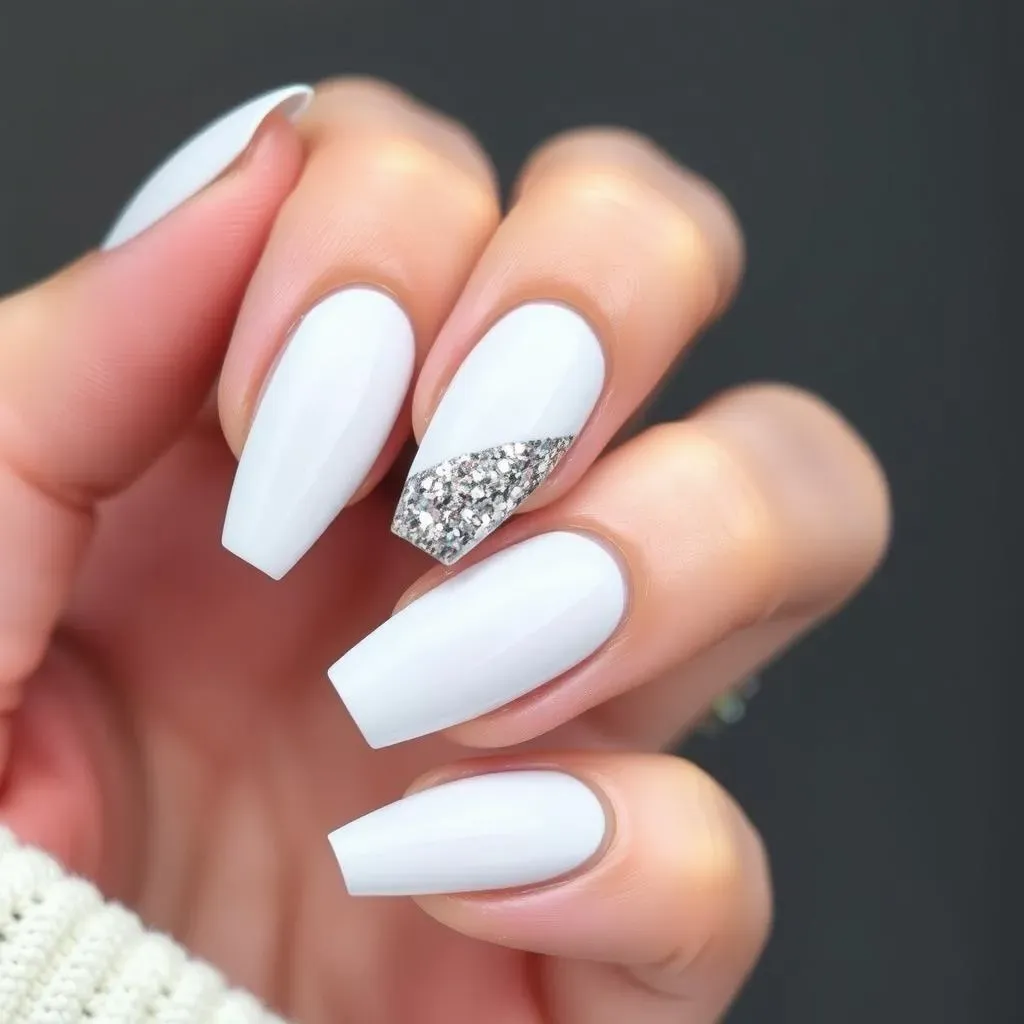 Creative Glitter Placement Ideas for White Nails