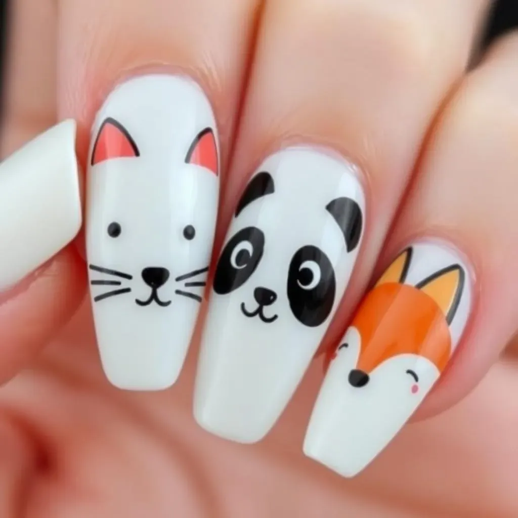 Cute and Easy Animal Face Nail Art Ideas