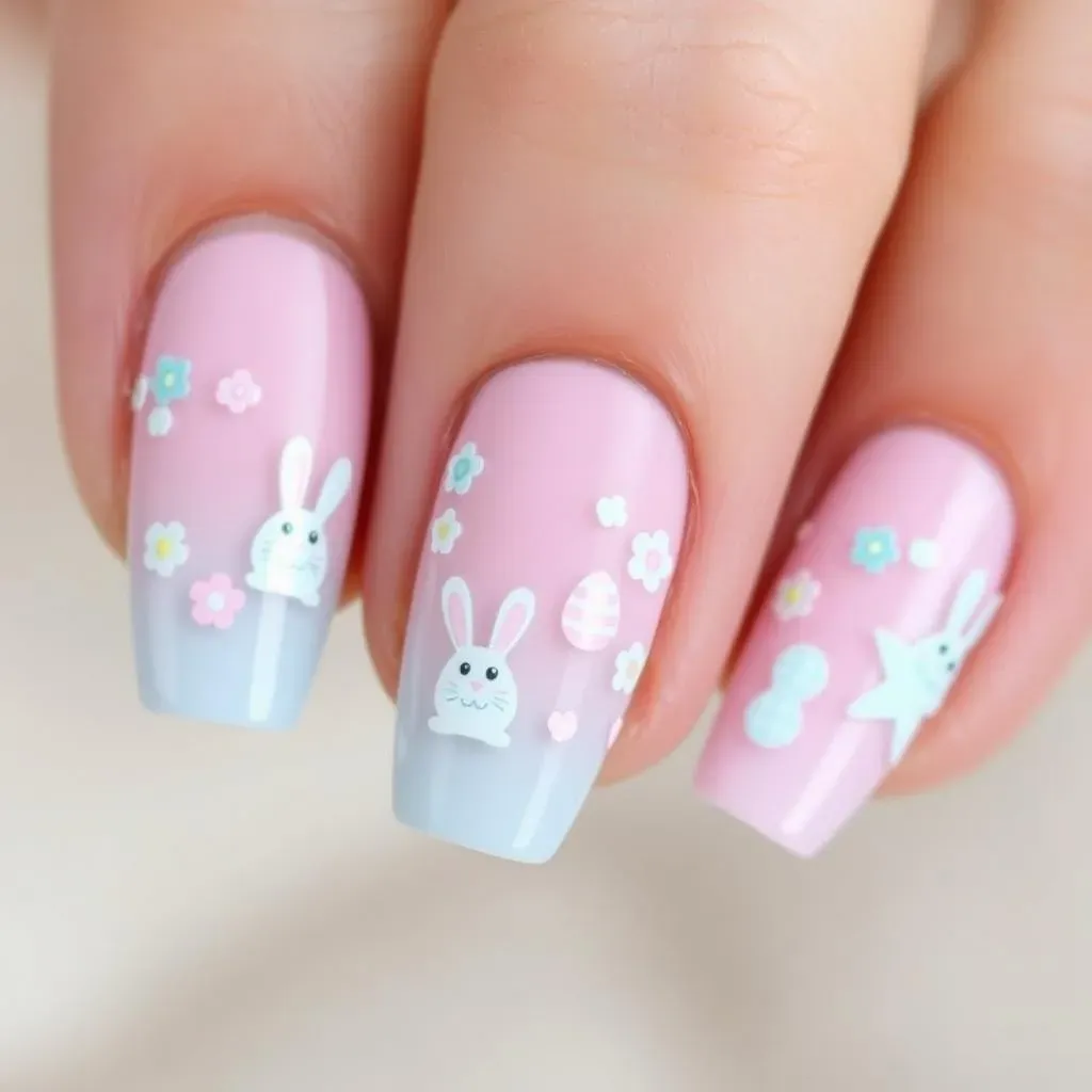 Cute Easter Nail Designs Using Stickers & Decals