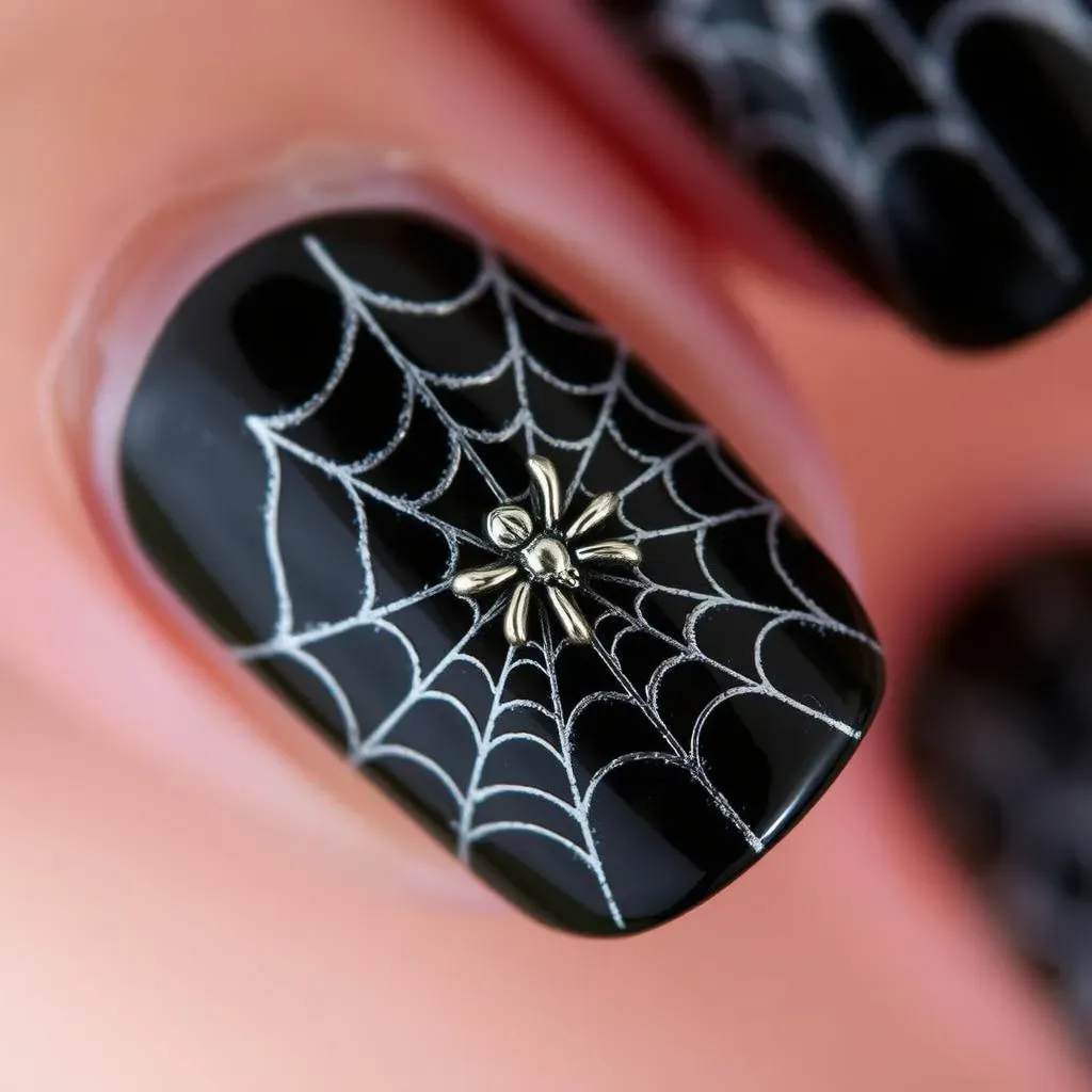 Easy Halloween Nail Designs: Simple Spiderwebs and Ghosts