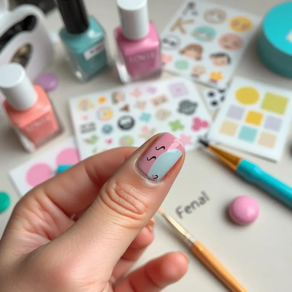 Easy Nail Art Step by Step Designs Using Nail Stickers and Tools