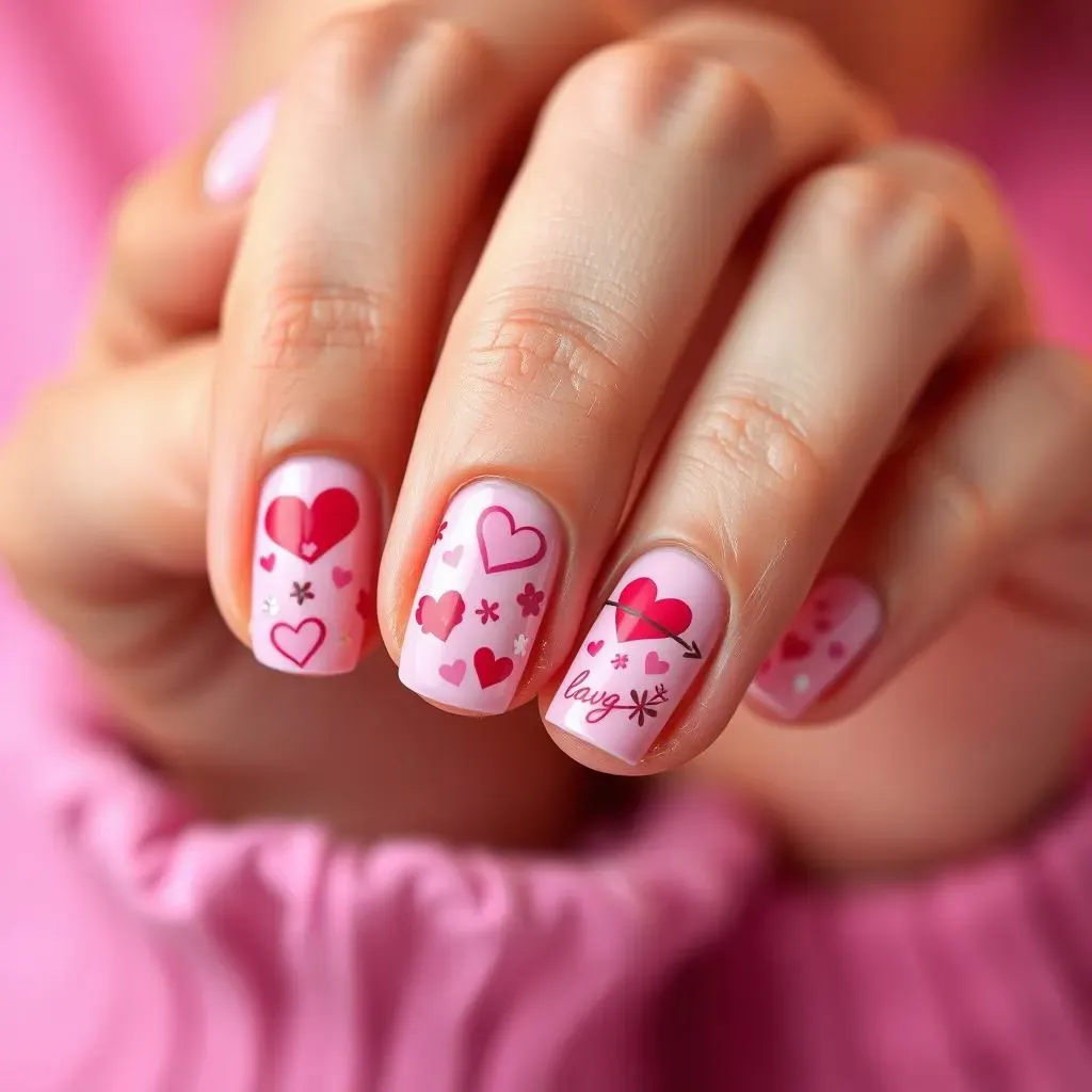 Easy Valentine Nail Designs Using Stickers & Decals