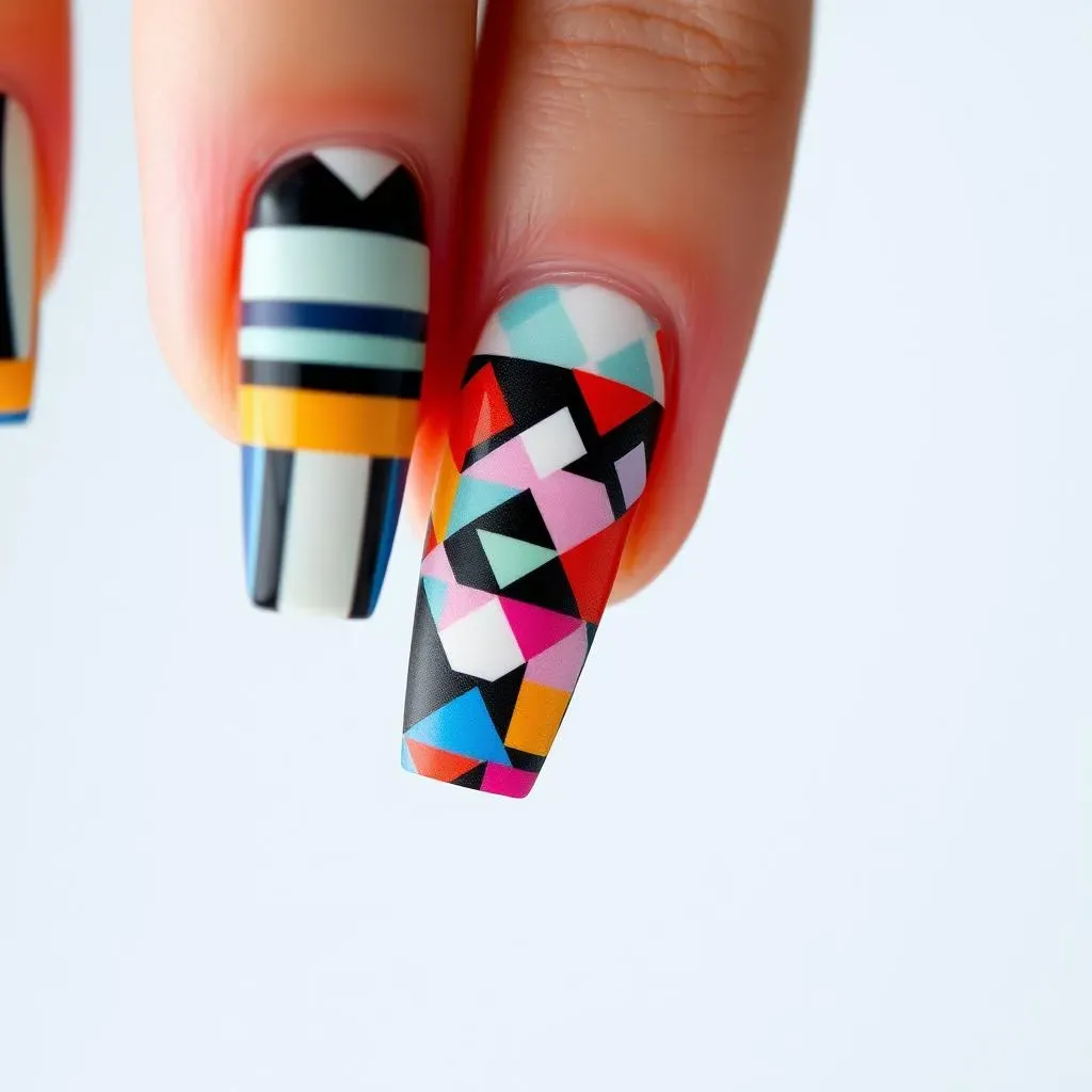 Geometric Wonders: Easy Geometric Nail Art for Long Nails