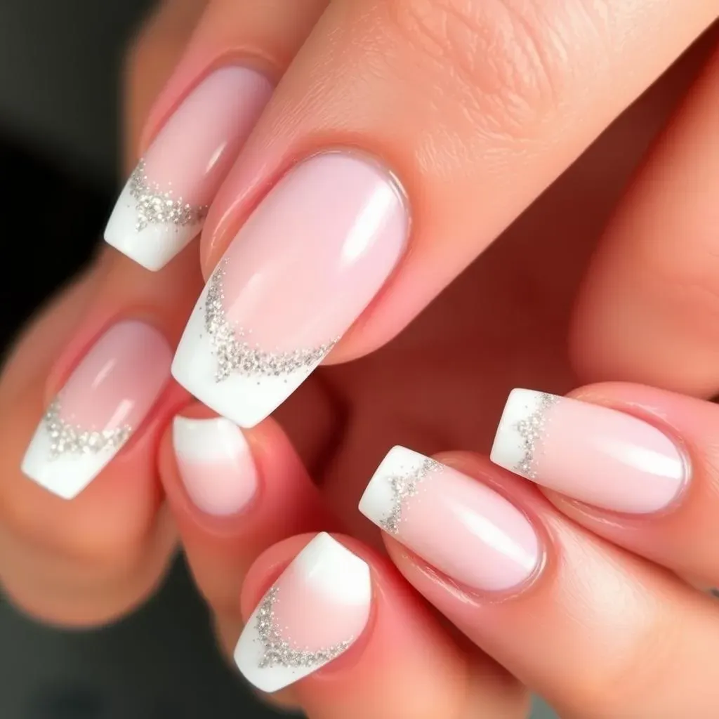 Glitter White Nail Designs with a French Twist