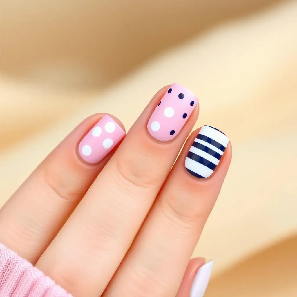 Simple Nail Art Step by Step Designs:  Polka Dots, Stripes, and More