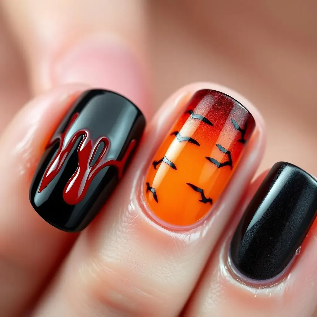 Super Easy Halloween Nail Designs:  Blood Drips and Ombre Effects